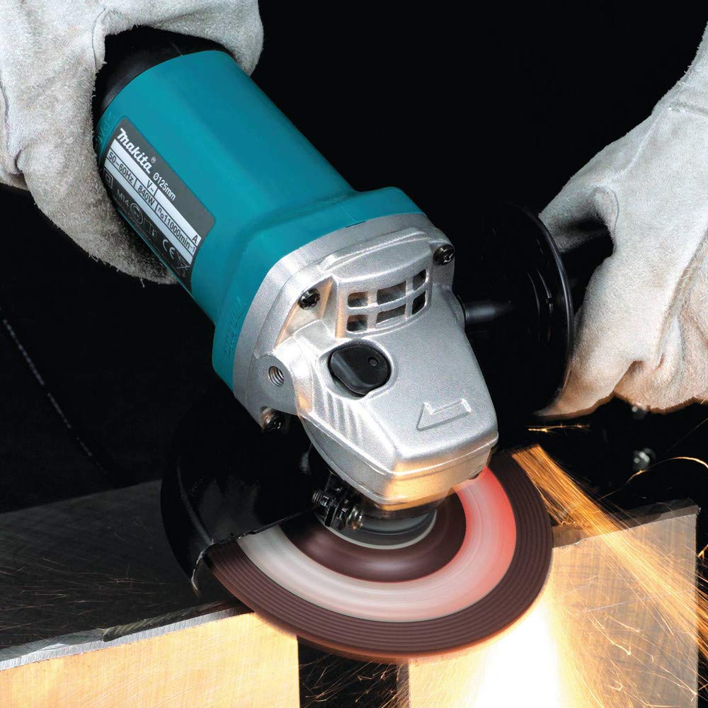 Makita 9557PB with AC/DC switch offering flexible power options on site