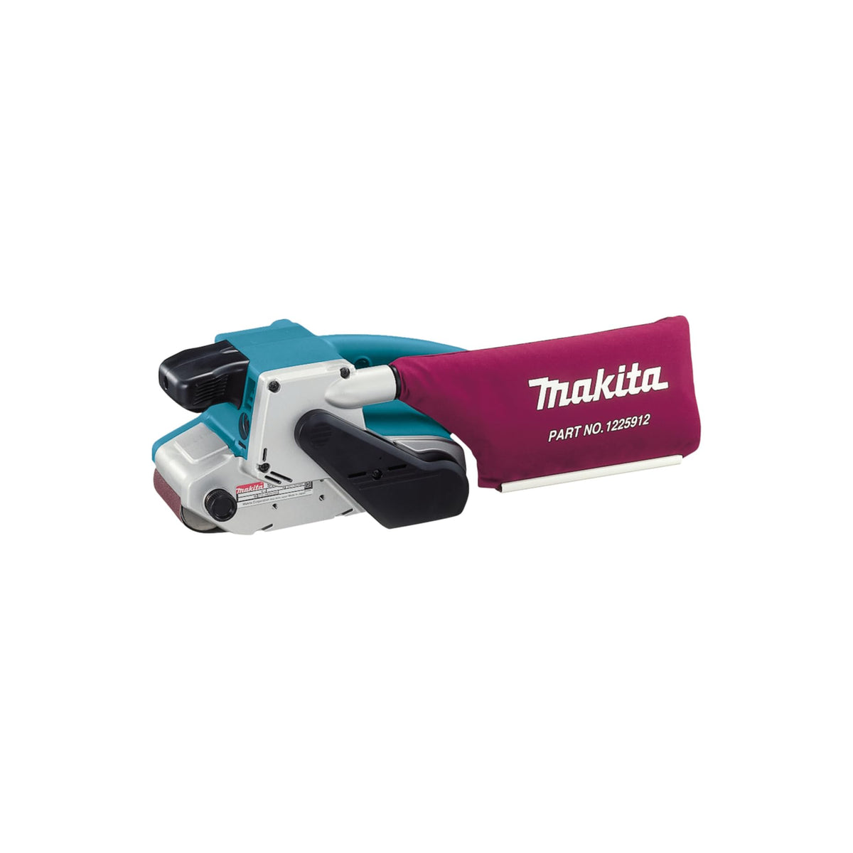 Makita 9903 belt sander front view for edge sanding near walls.