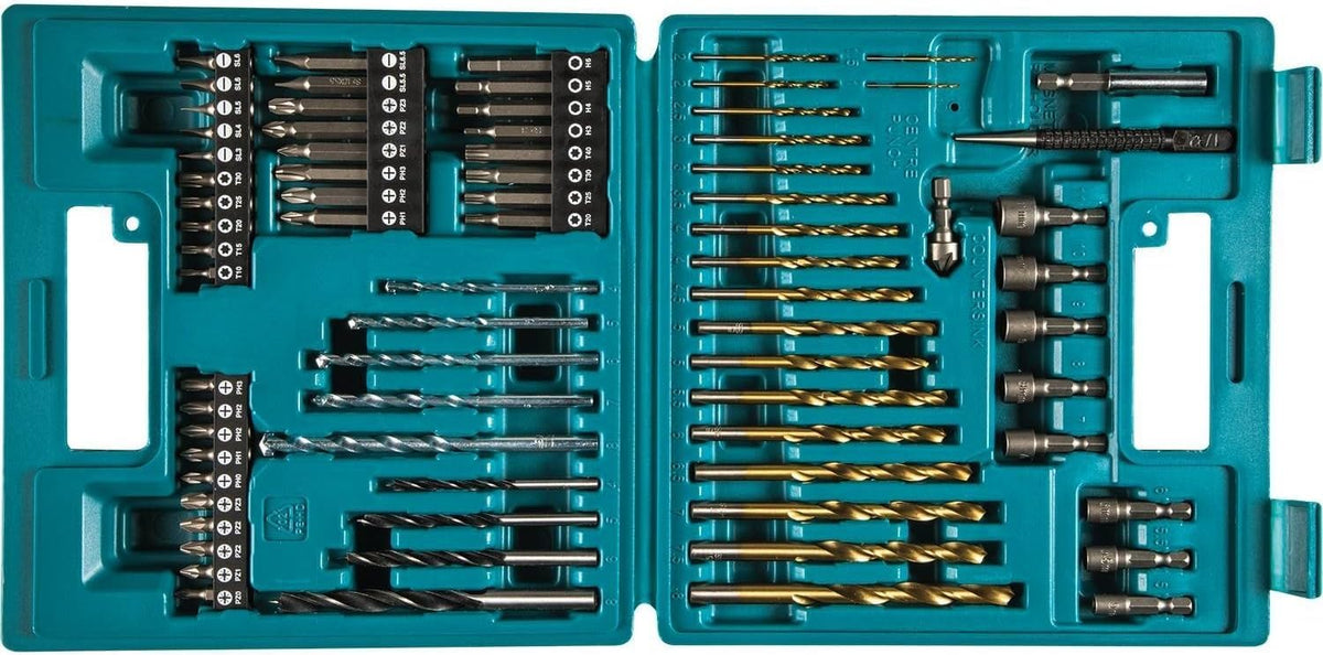 Makita B-49373 case displaying the 75-piece set for quick drilling and fastening