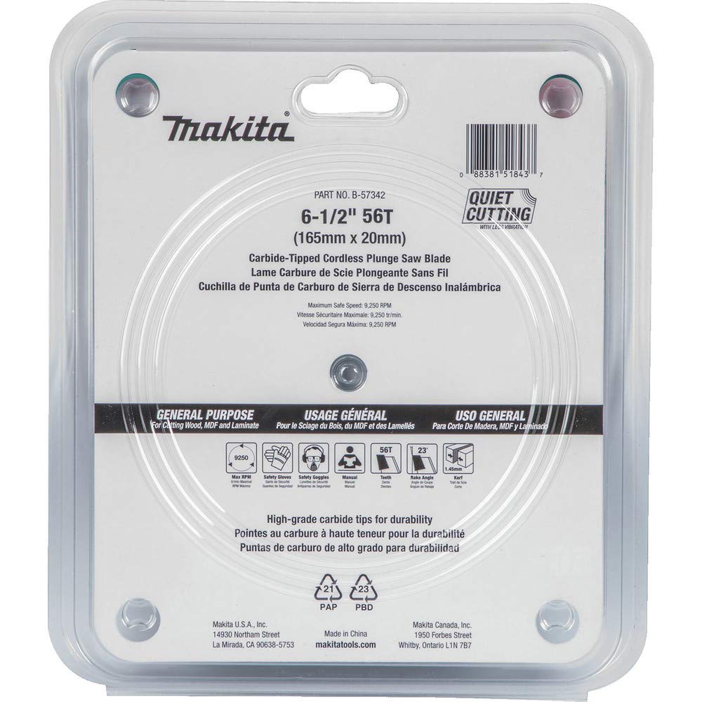 Makita B-57342 blade with fluorine coating to reduce pitch buildup.