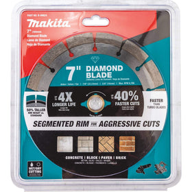 Makita B-69624 blade cutting concrete, brick, and block for faster, smoother results.