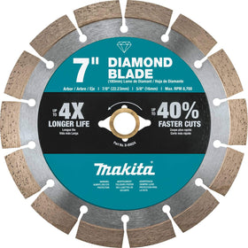 Makita B-69624 7-inch diamond blade for general-purpose cutting with cooler performance.