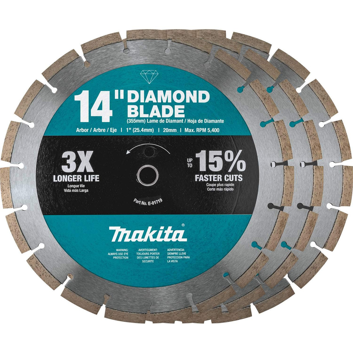 Makita B-69646 diamond blade shows product label and robust build for tough cuts.