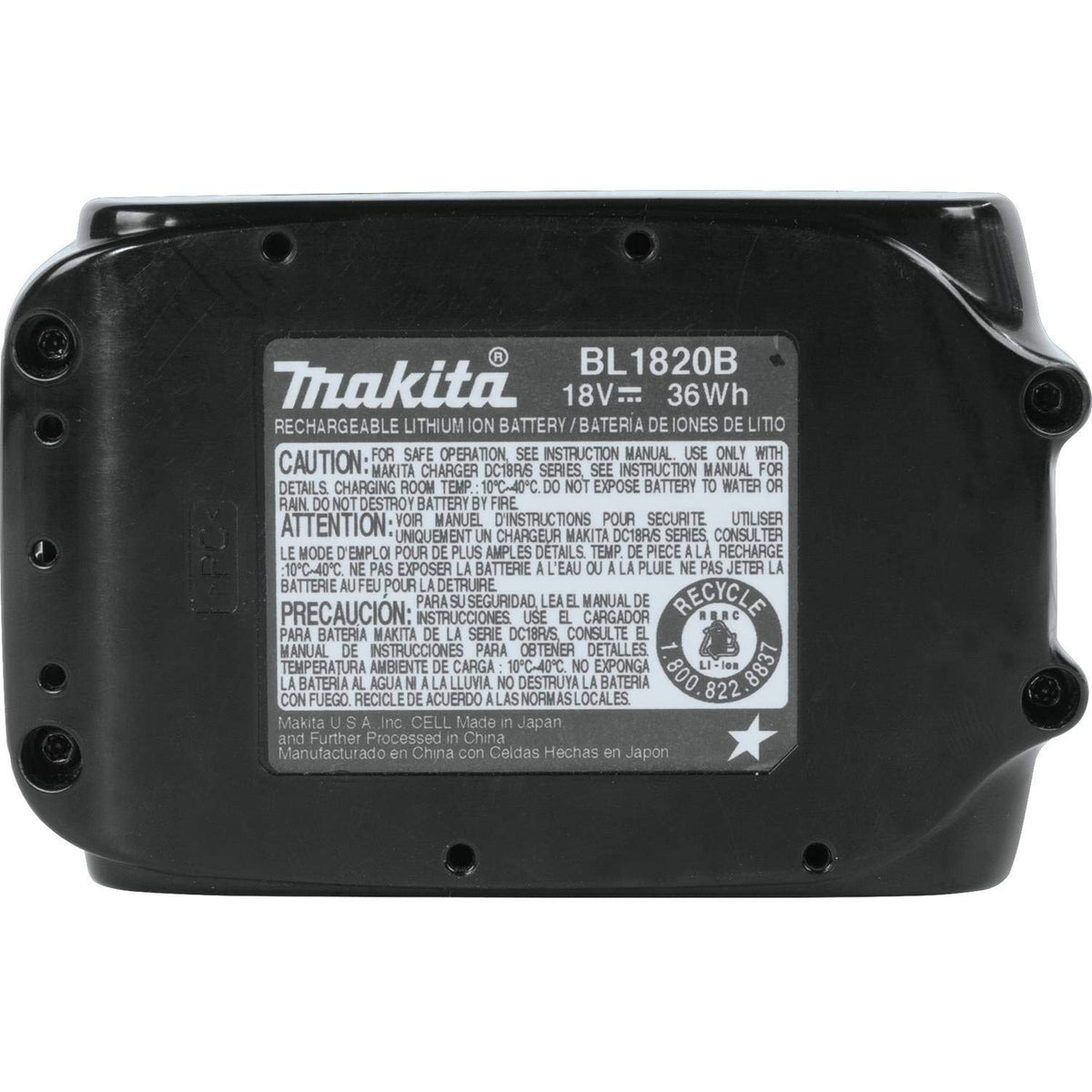 Makita BL1820B-2 twin-pack packaging shows two compact cells.