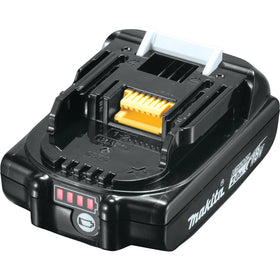 Makita BL1820B-2 side view highlights slim form for tool compatibility.