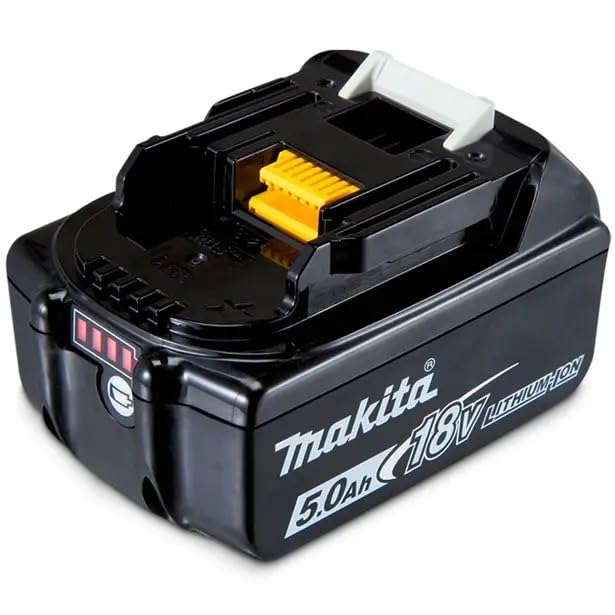 Makita BL1850 18V 5Ah battery side view—balanced handling.