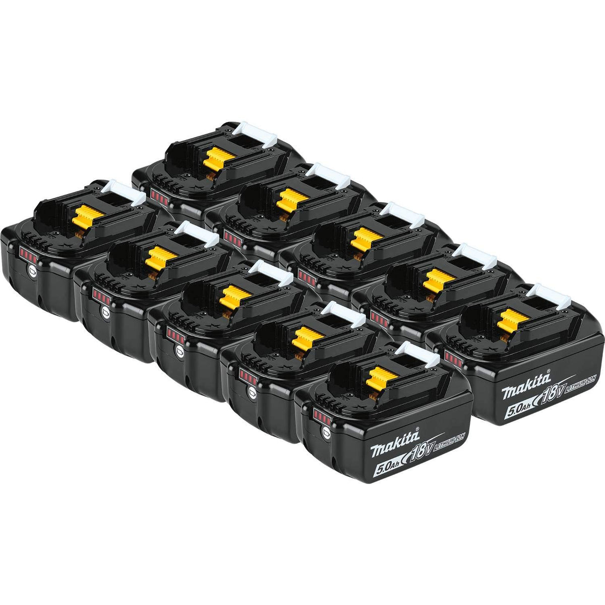 Makita BL1850B-10 battery with LED indicator shows remaining charge for planning