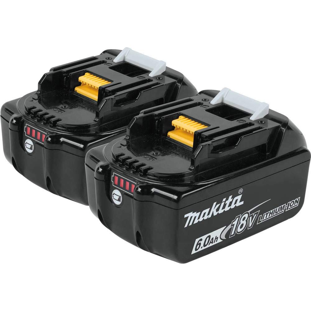 Makita BL1860B-2 18V LXT battery pack, front view, two-pack for extended operation