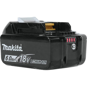 Makita BL1860B-2 battery pack, side angle highlighting capacity