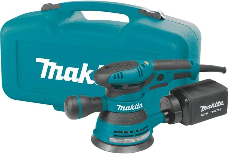Makita BO5041K 5-inch sander with compact body for precise finishing.
