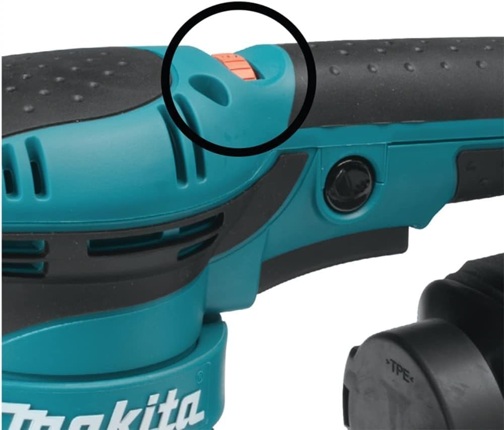 8-hole hook-and-loop discs enable quick changes on Makita BO5041K.