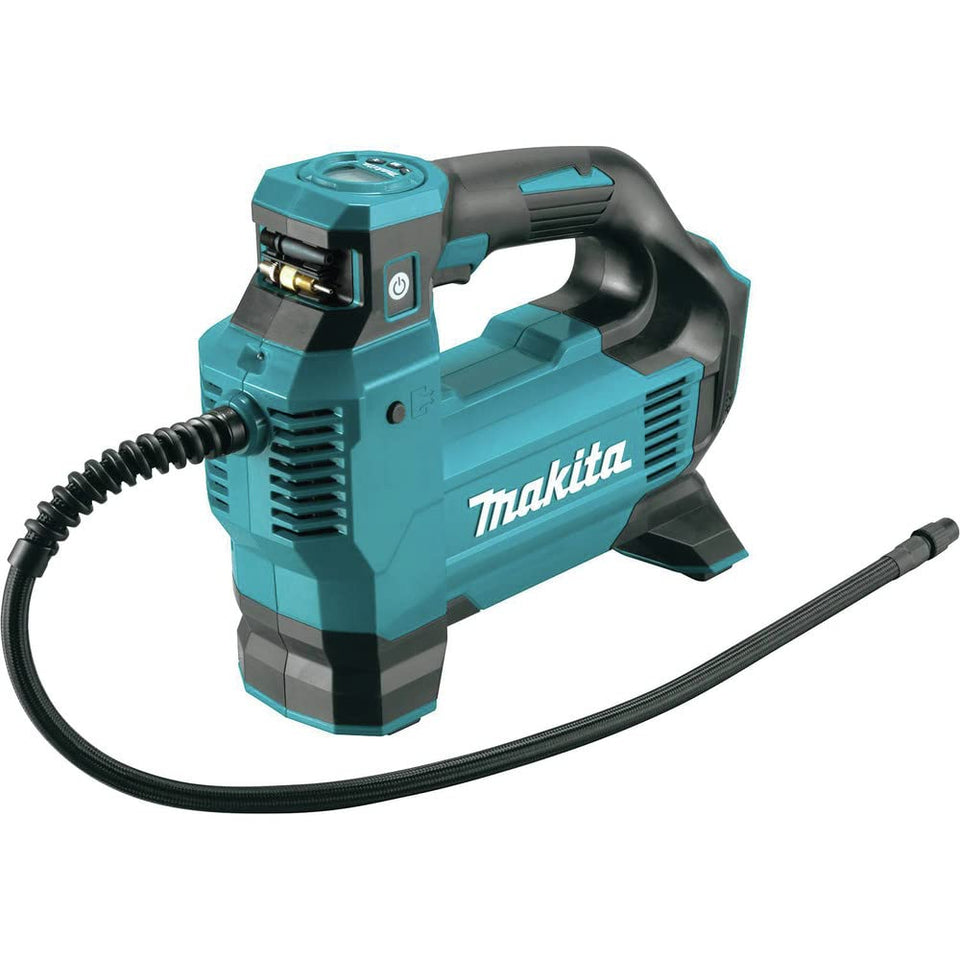 Makita DMP181ZX inflator front view highlighting portable high-pressure capability.