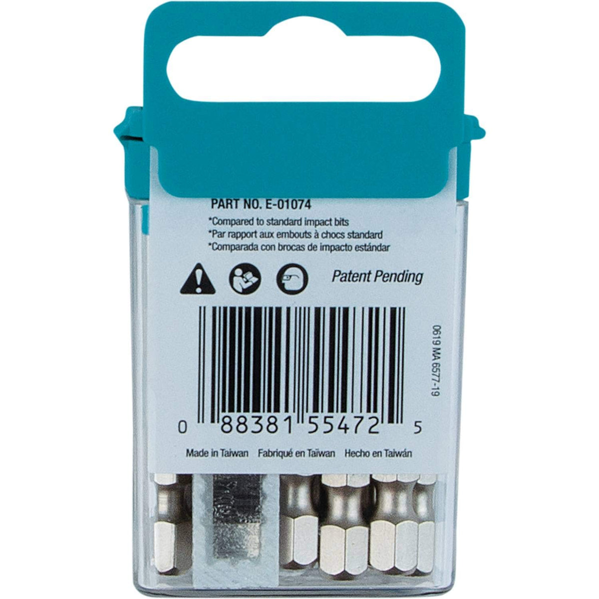 Makita E-01074 T25 Torx 2-in bit tip full contact image showing improved holding power