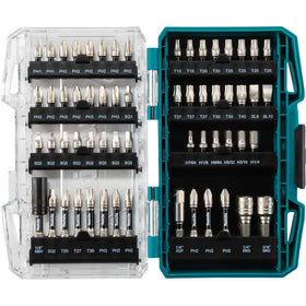 Makita E-01644 Impact XPS 60-piece bit set showing precision tips for durable driving
