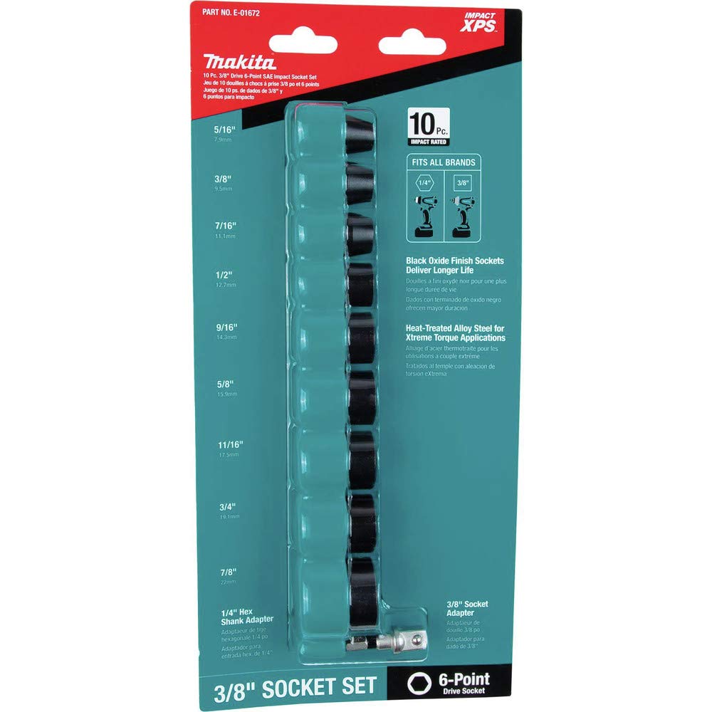 Makita E-01672 heat-treated alloy steel sockets for durability