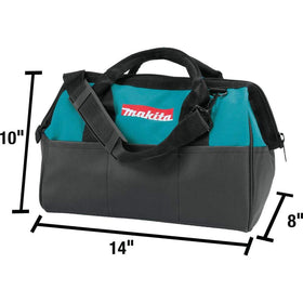 Makita heavy-duty bag back view emphasizing rugged construction and durability