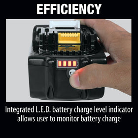 Impact-resistant outer case protects the battery during use.
