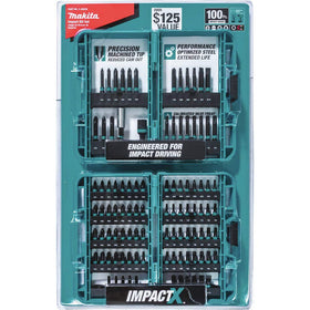 Makita Impactx 100 Pc Driver Bit Set in use optimized for high-torque drivers.