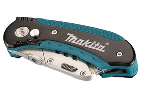 Makita Quick Change Folding Knife blade replacement demonstrates instant blade changes.