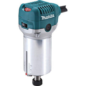 Makita RT0701C quick-release cam lock for easy depth changes.