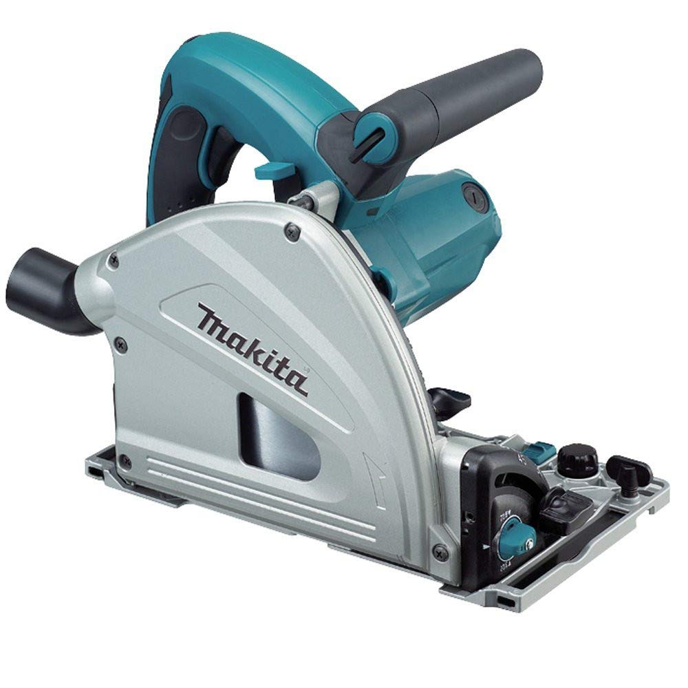 Makita SP6000J plunge saw with precision cut and guide rail system.