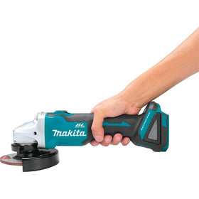 Brushless motor core view on Makita XAG04Z highlighting cooled efficiency