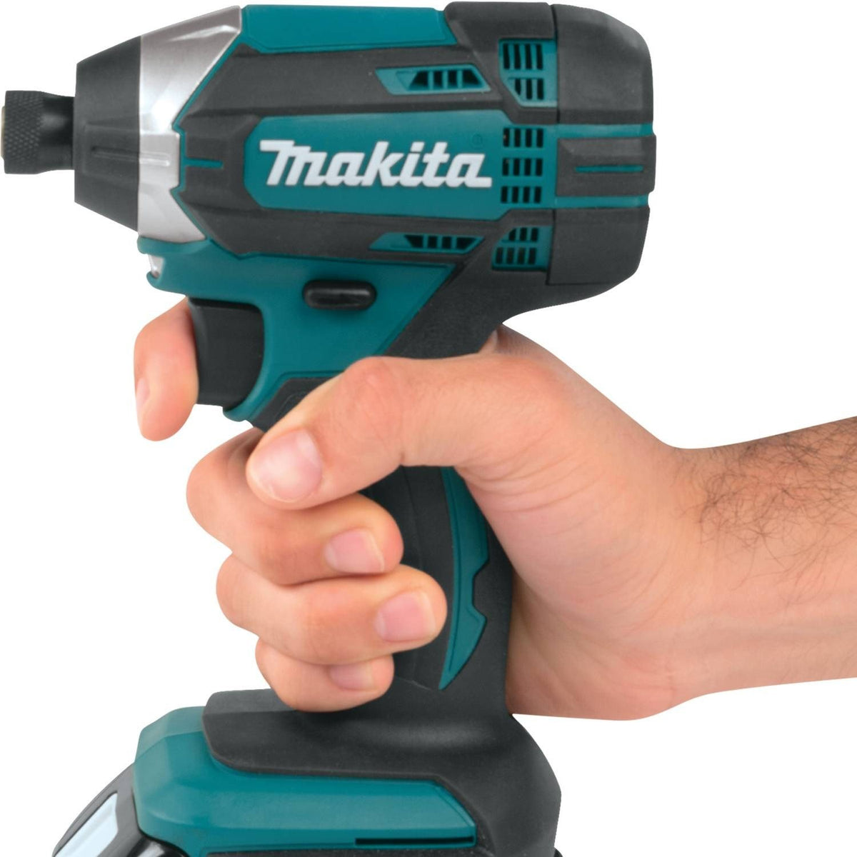 Makita XDT11Z quick-change 1/4-inch hex chuck speeds bit changes.