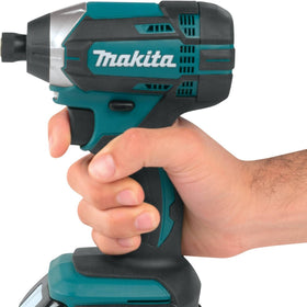 Makita XDT11Z quick-change 1/4-inch hex chuck speeds bit changes.