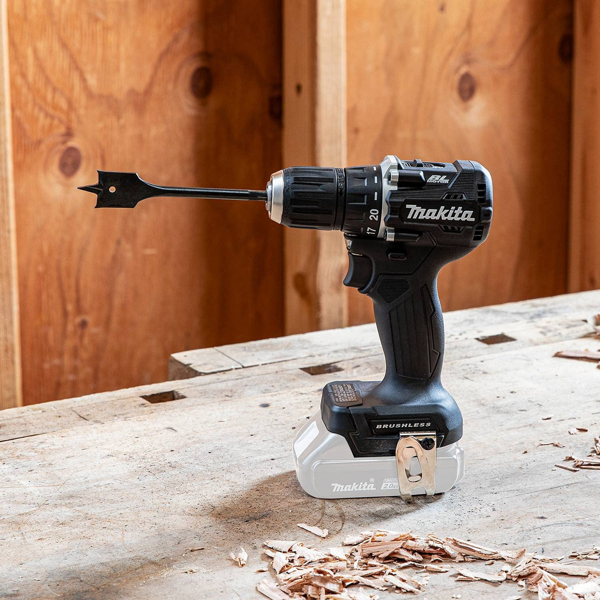 Two-speed transmission enables versatile drilling and driving.