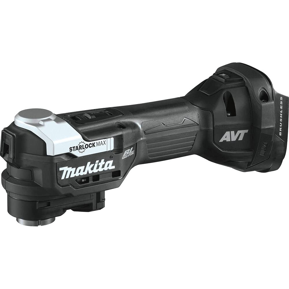 Makita XMT04ZB oscillating tool cutting action for precise remodeling tasks.