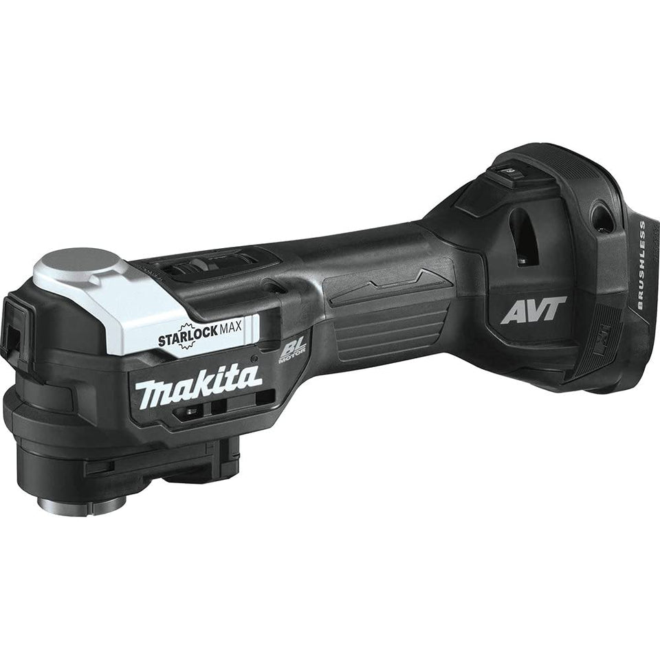 Makita XMT04ZB oscillating tool cutting action for precise remodeling tasks.