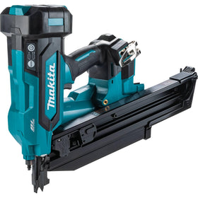 Makita XNB03Z 21° full-round-head-nailer shows nailer reach and angle control