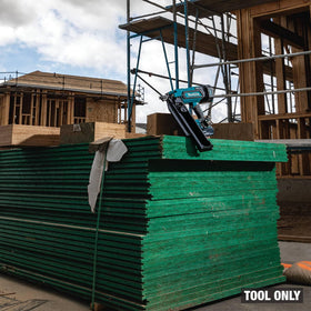 Makita XNB03Z rear lock-and-load magazine holds 41 nails for fewer reloads