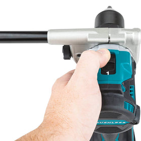 Makita XPH14Z LED work light illuminates work areas for precise drilling.