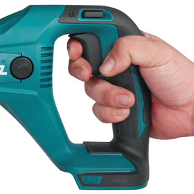 Makita XRJ04Z tool-less blade-change system enables quick blade swaps