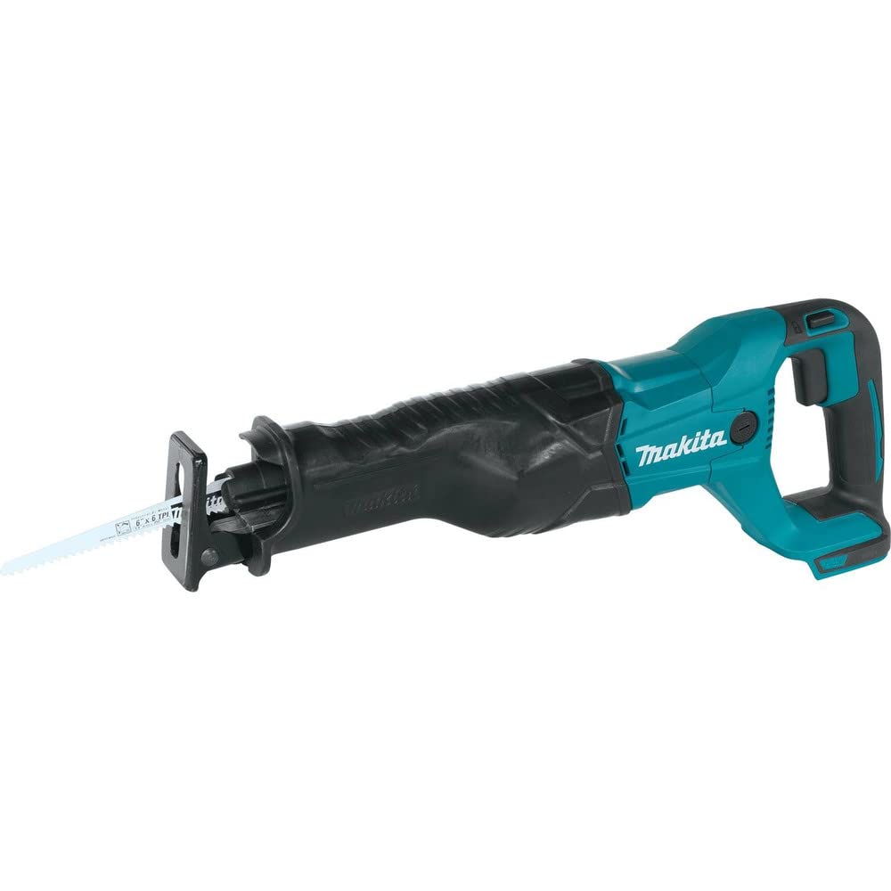 Makita XRJ04Z reciprocating saw side view for fast, precise cuts