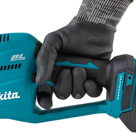 Makita XRJ08Z loop-handle design for rigid control during cuts
