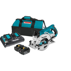 Makita XSR01PT 36V x2 battery setup for extended cordless power on demanding cuts.