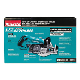 Makita XSR01Z rear-handle design enables controlled, precise cuts.