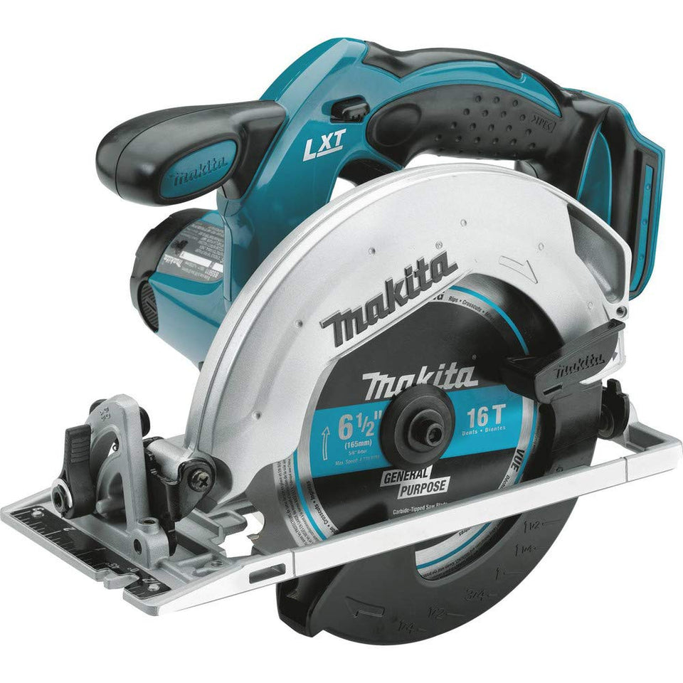 Makita XSS02Z motor and base for stable, precise cuts on site.