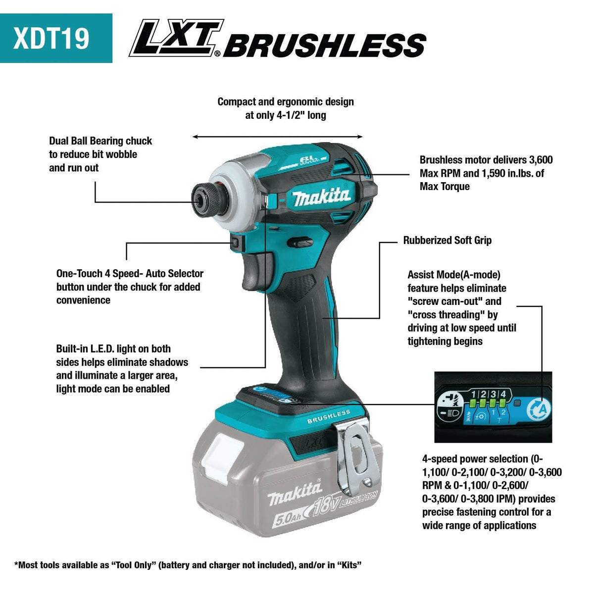 Makita XT288T 18V LXT impact driver XDT19 delivering high torque for fastening