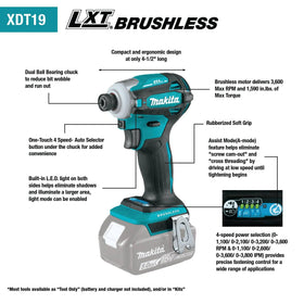 Makita XT288T 18V LXT impact driver XDT19 delivering high torque for fastening