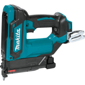 Makita XTP02Z side view nailer ready for precise trim installation and flush finishes.