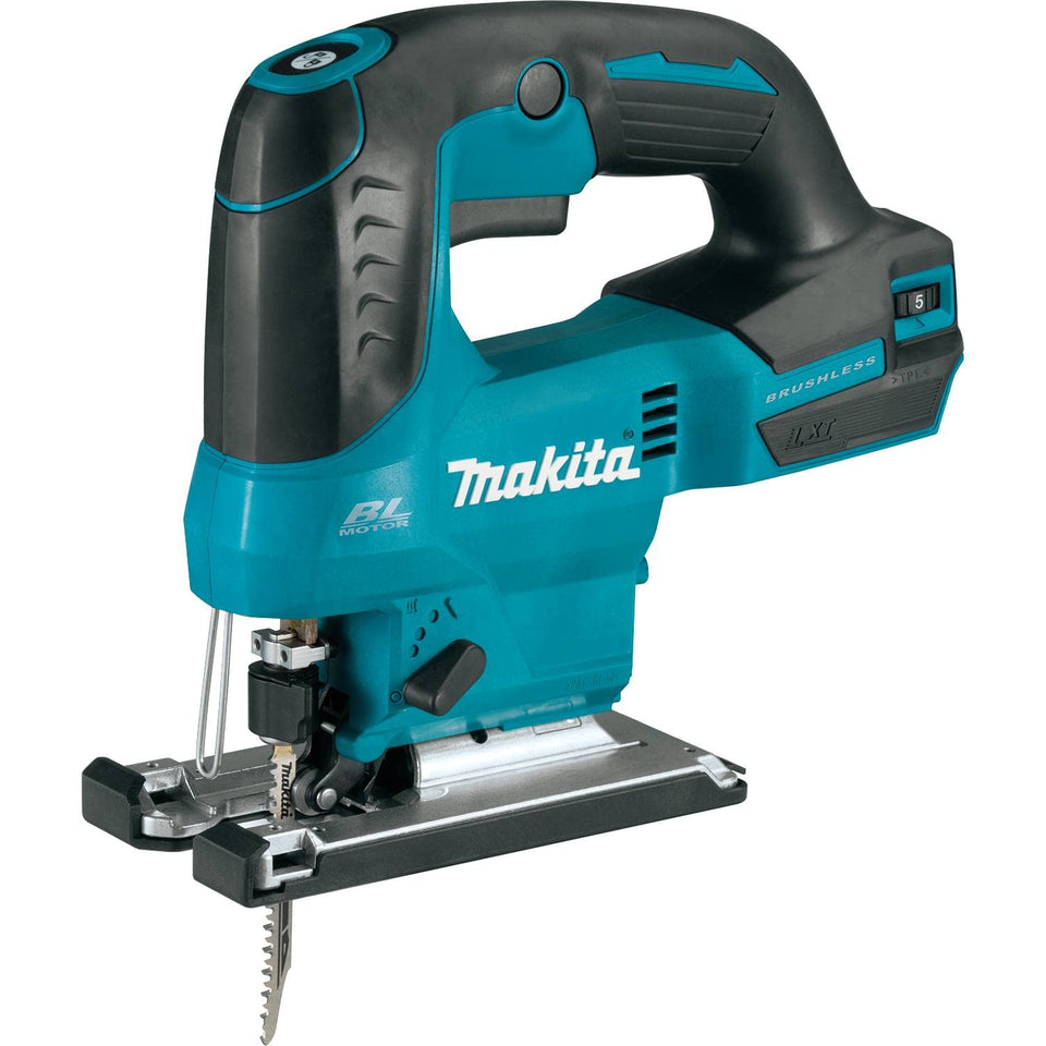 Makita XVJ04Z jig saw on workbench for precise cuts