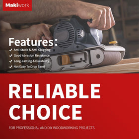 Makiwork 240-grit belt for refined sanding and prep work on wood and composites.
