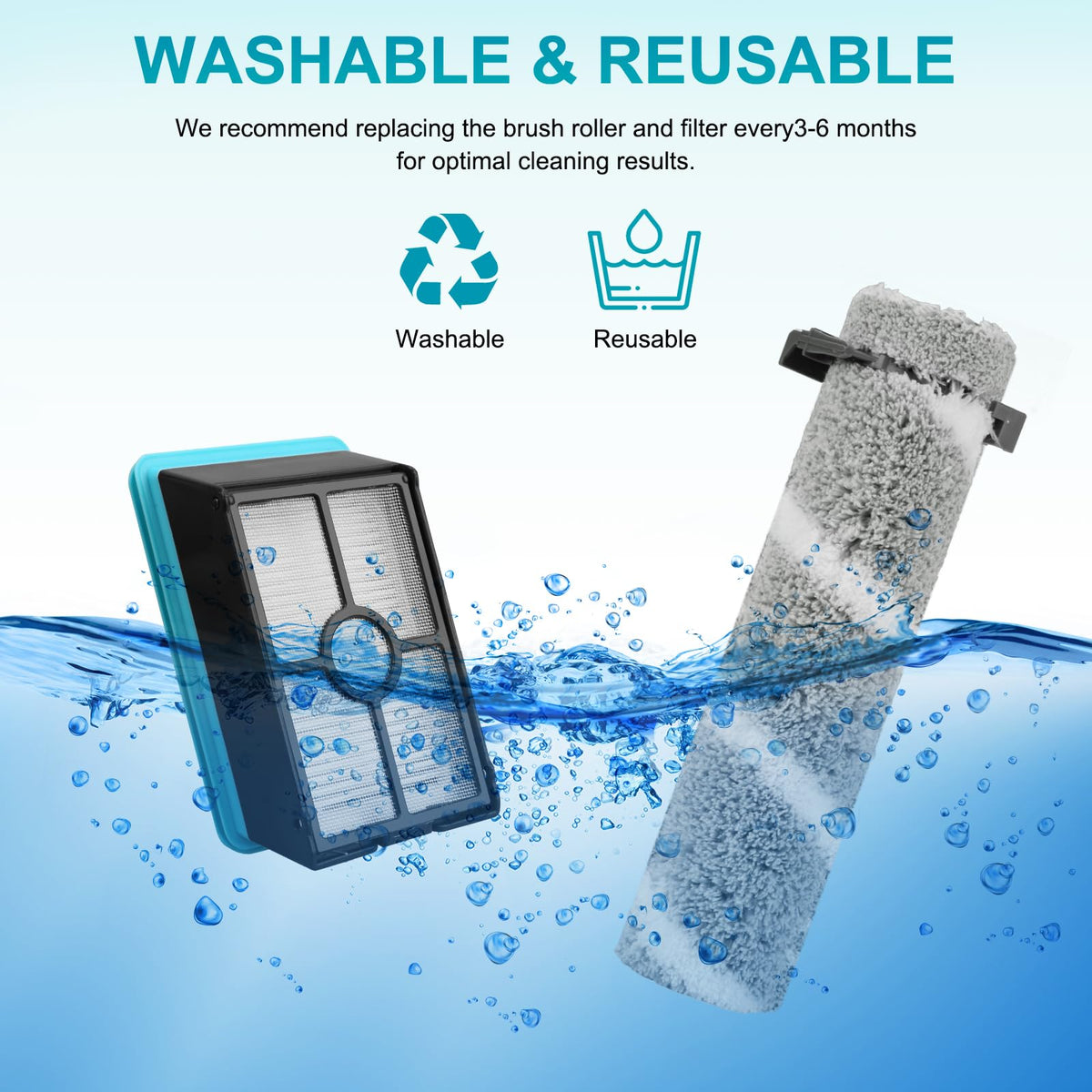 MAKKULN 4111A filter being rinsed for quick refresh.