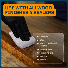 MaKRS stain sponge applying finish on wood for a smooth, streak-free look