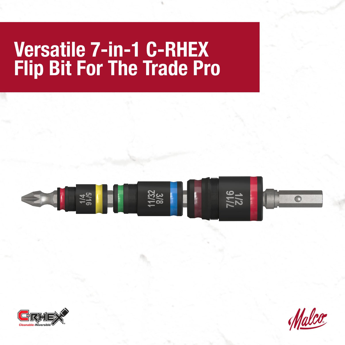 Malco 7-in-1 C-RHEX reversible design for versatile flipping.
