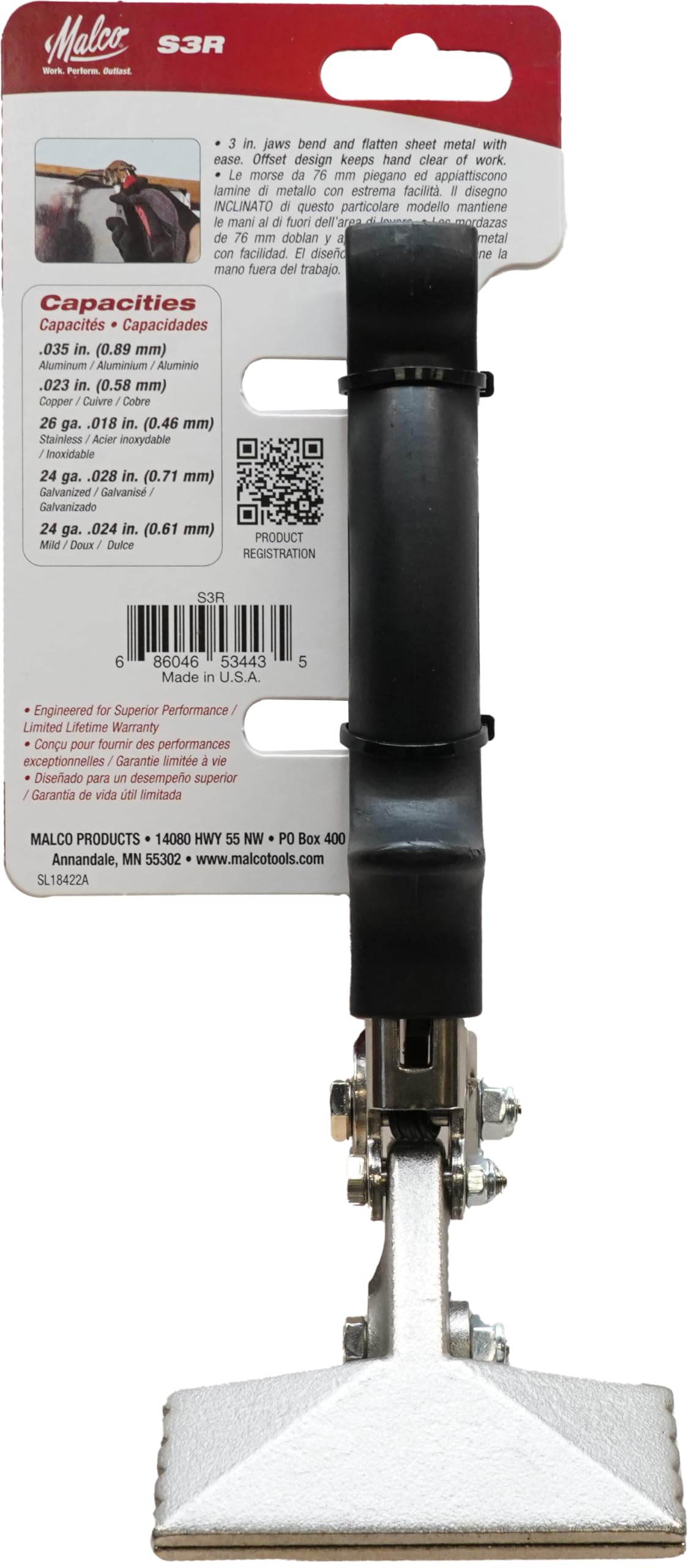 Malco S3R depth graduations enable precise bends from quarter to one-and-a-quarter inch.