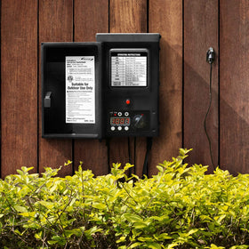 Malibu C transformer with weather shield assembly showing durable outdoor mounting